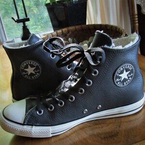 Black Leather Converse High Tops high tops-Excellent Condition-Size 10/W & 8/M